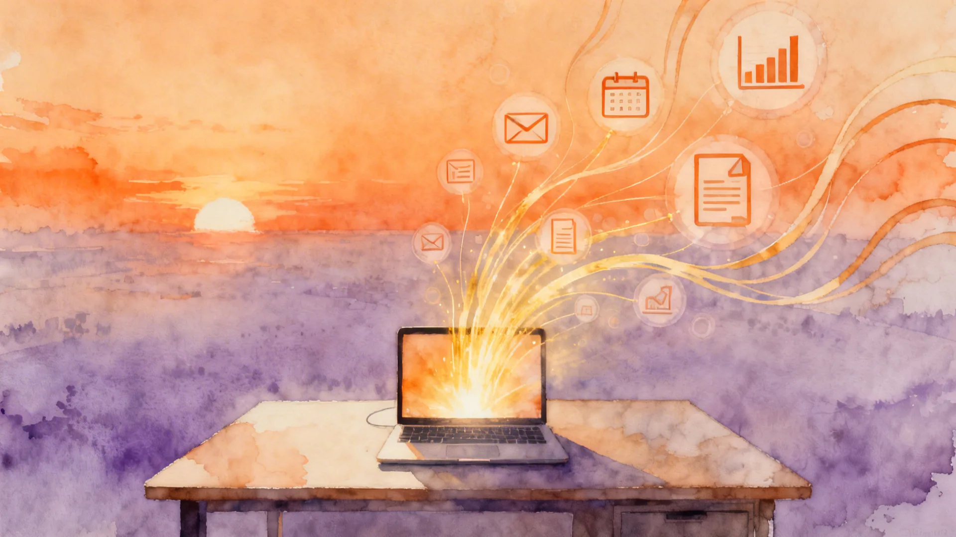 노트북에서 오픈클로 자동화 워크플로우가 실행되는 미래지향적인 작업 환경